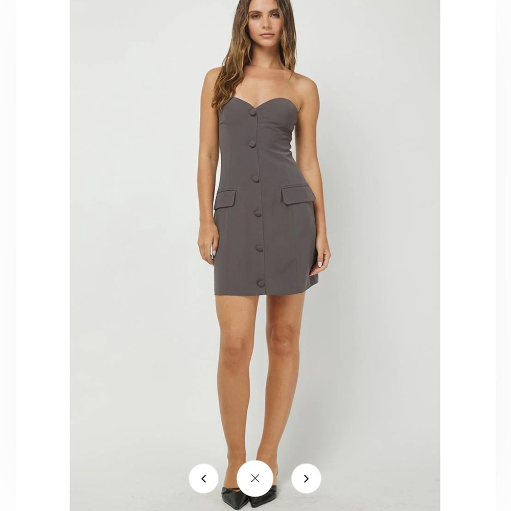 NEEDII MYA Sweetheart Dress Elegant Gray Strapless Size Large NWTS